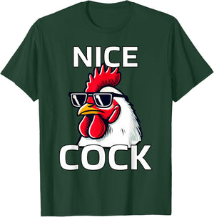 Nice Cock Funny Rooster with Cool Sunglasses Design T-Shirt - T-Shirt | Forest