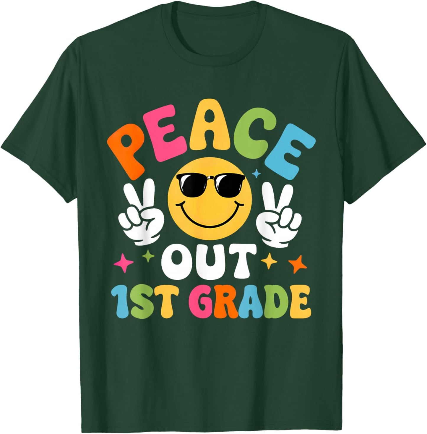 Last Day of School 1st Grade Funny Peace Out Teacher Kids T-Shirt - T-Shirt | Forest