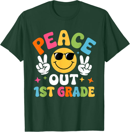 Last Day of School 1st Grade Funny Peace Out Teacher Kids T-Shirt - T-Shirt | Forest
