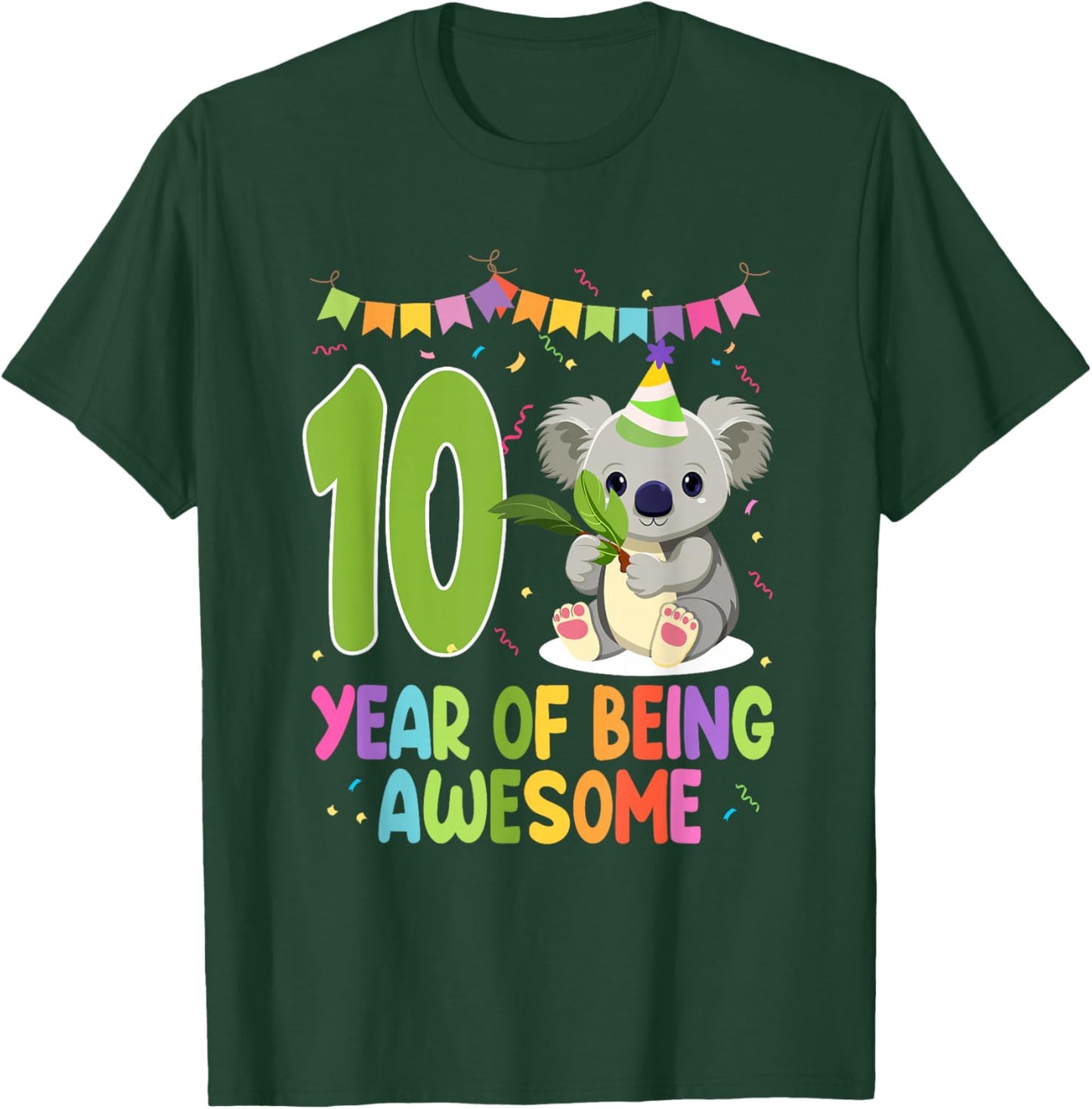 10 Years Of Being Awesome Birthday 10th Koala Theme T-Shirt - T-Shirt | Forest