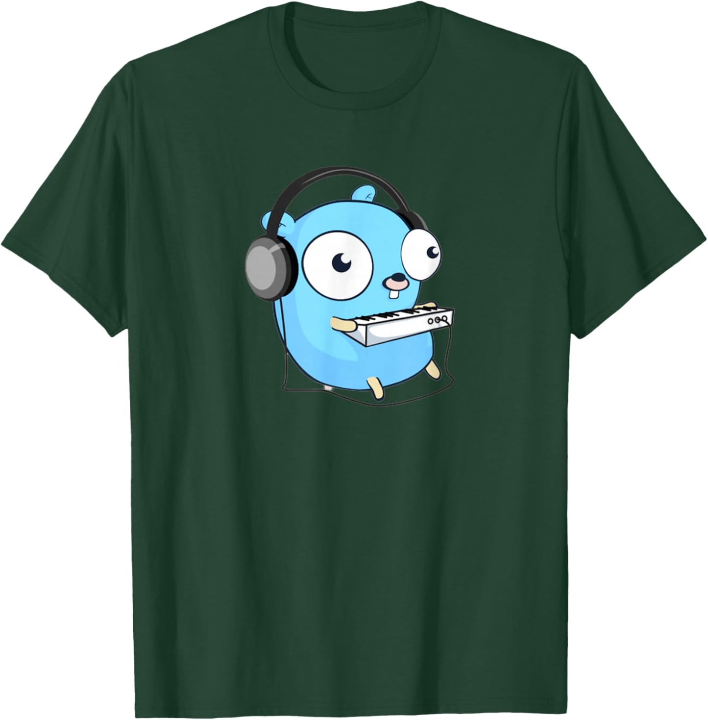 Music Gopher - Fun Programmer Developer GO lang Logo T-Shirt - T-Shirt | Forest