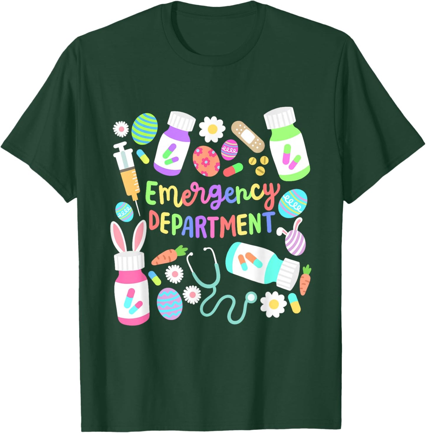 Easter Nurse Emergency Department Groovy ER Nurses Bunny T-Shirt - T-Shirt | Forest