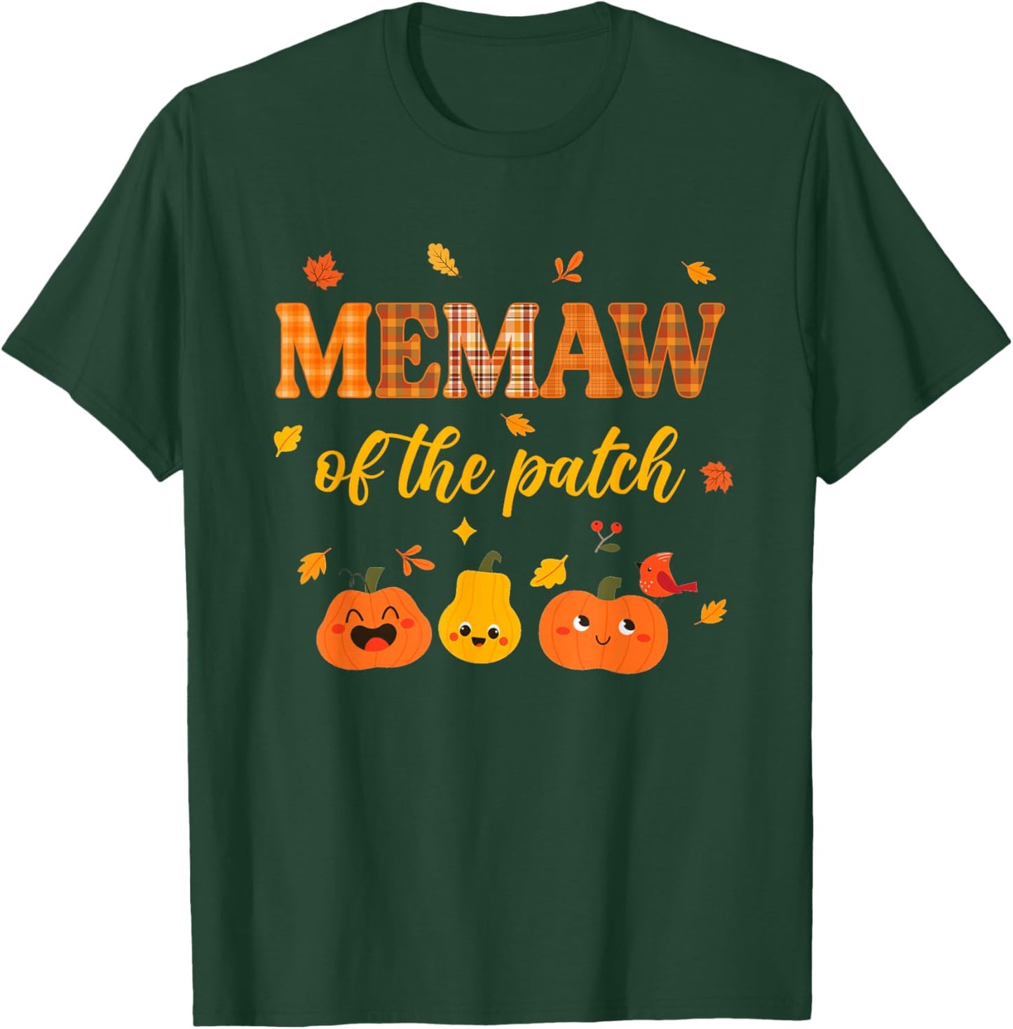 Memaw of The Patch Matching Family Pumpkin Fall Halloween T-Shirt - T-Shirt | Forest