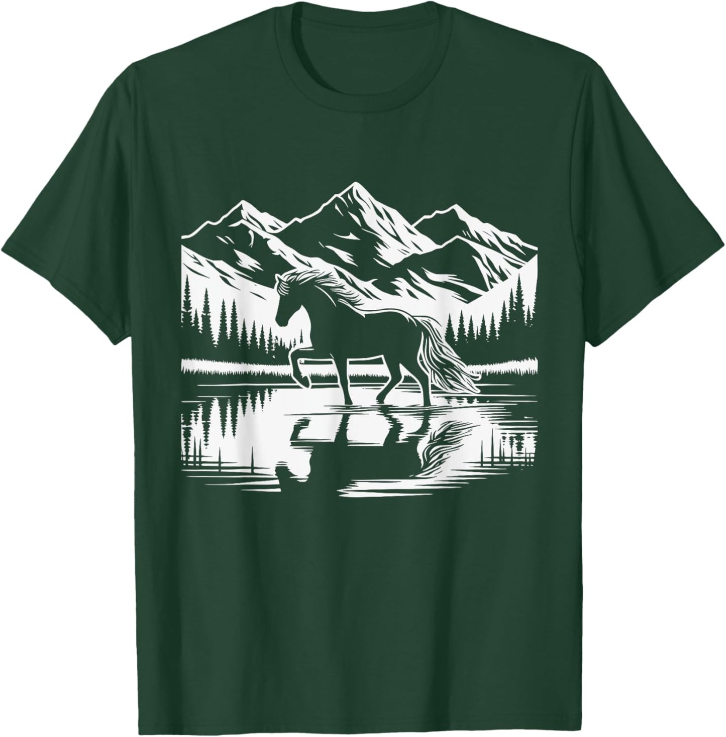 Equestrian Show Horse Lover Horseback Riding Mountains T-Shirt - T-Shirt | Forest