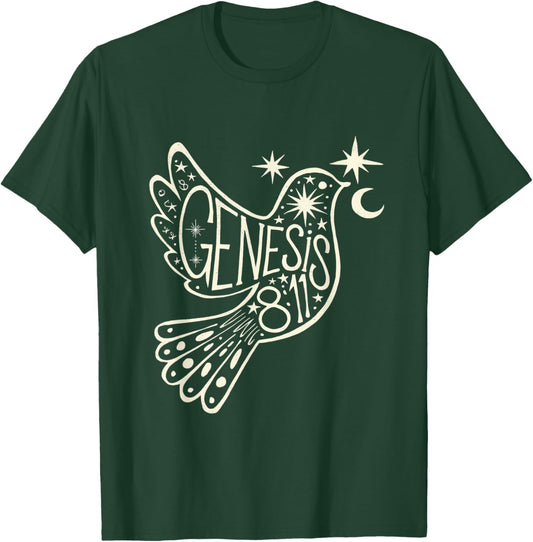 Genesis 8:11 Inspirational Christian Scripture Verse Design T-Shirt - T-Shirt | Forest