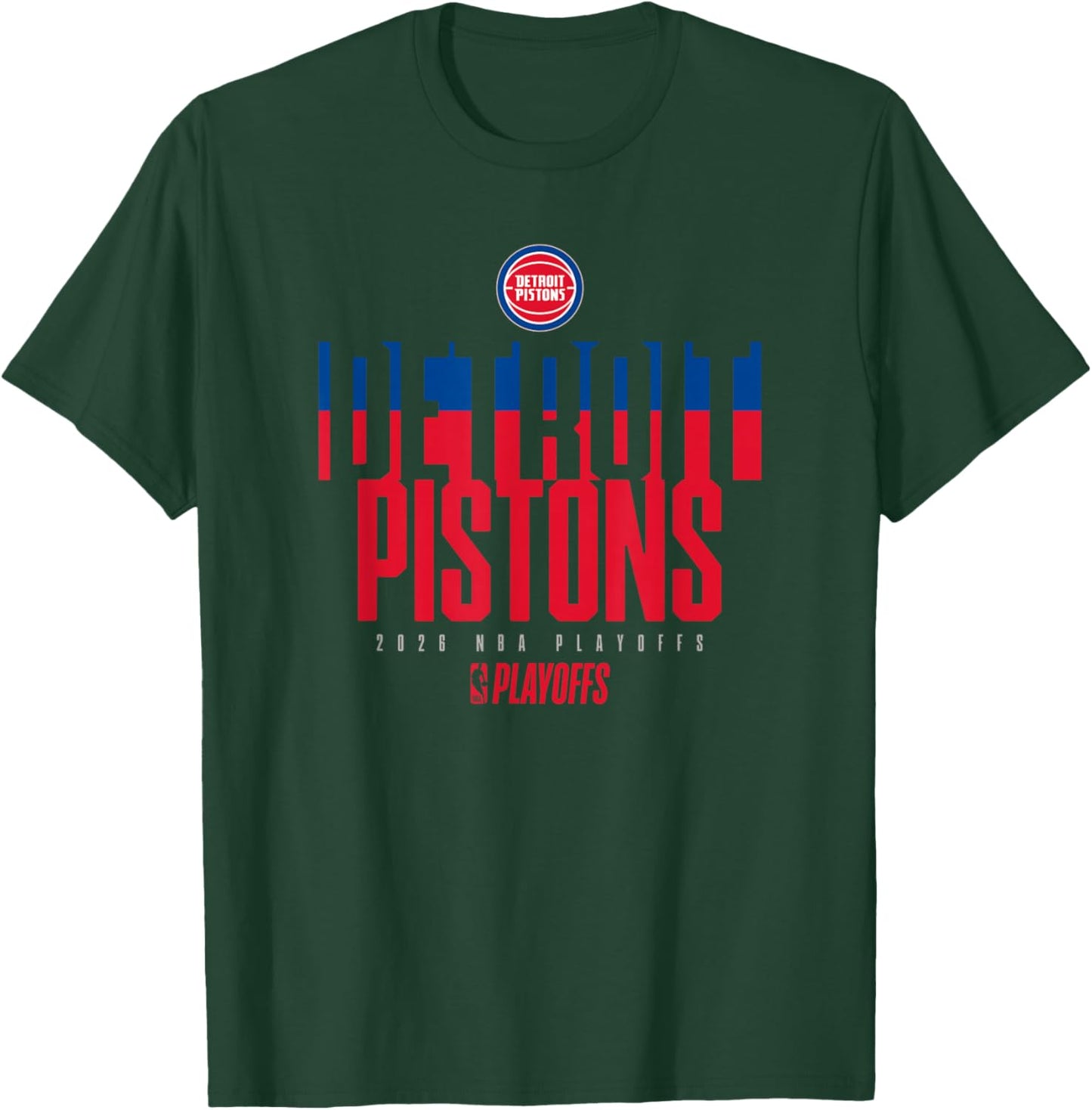 NBA Official 2026 Playoffs Detroit Pistons Stacked Up T-Shirt - T-Shirt | Forest