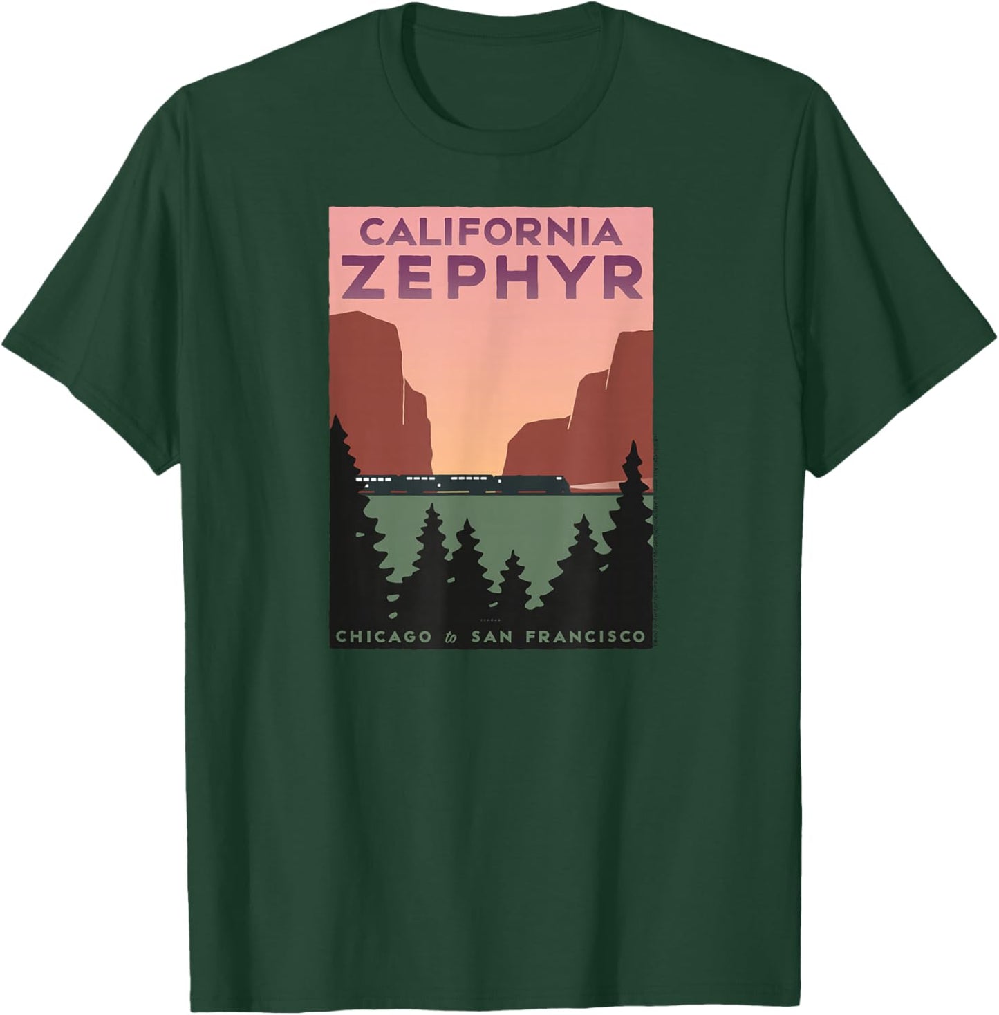 California Zephyr (Chicago to San Francisco) T-Shirt - T-Shirt | Forest