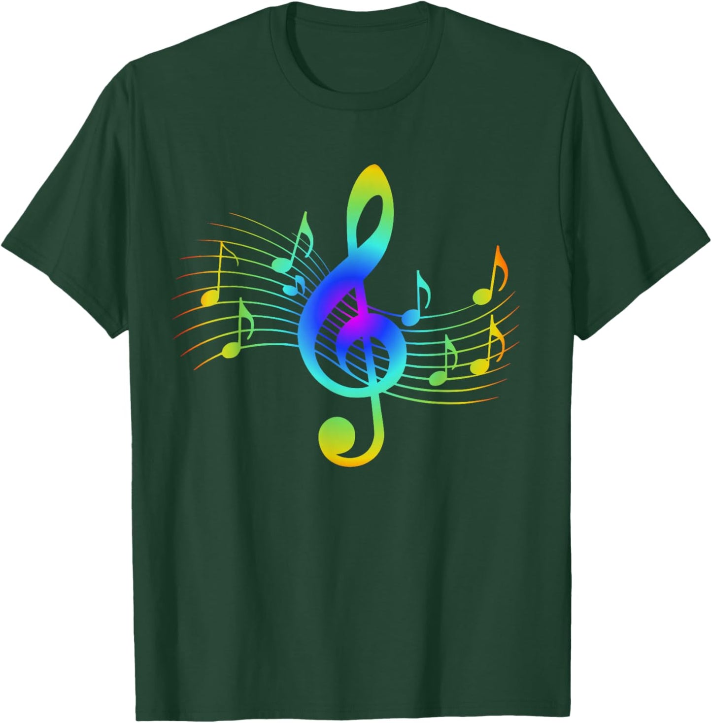 Colourful Treble Clef and Musical Notes Design for Music Love T-Shirt - T-Shirt | Forest