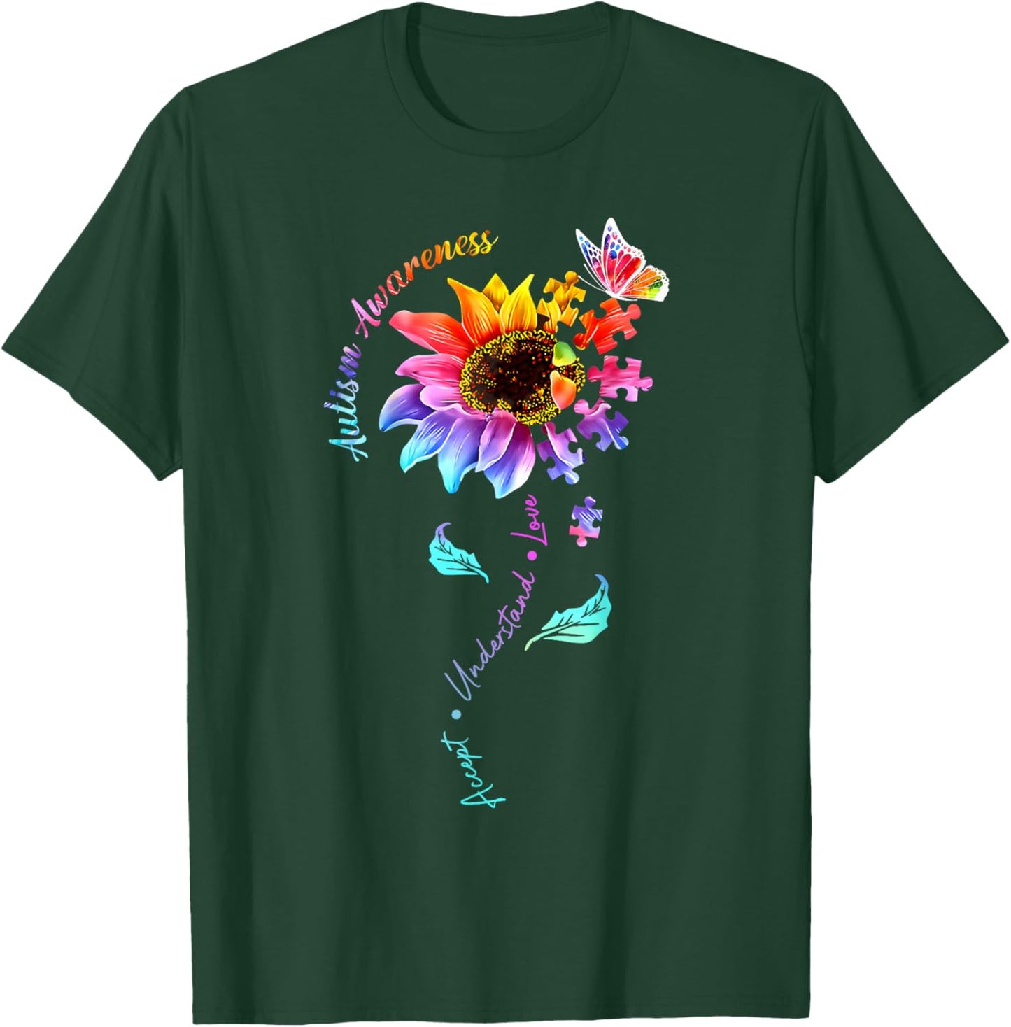 Autism Sunflower T-Shirt - T-Shirt | Forest