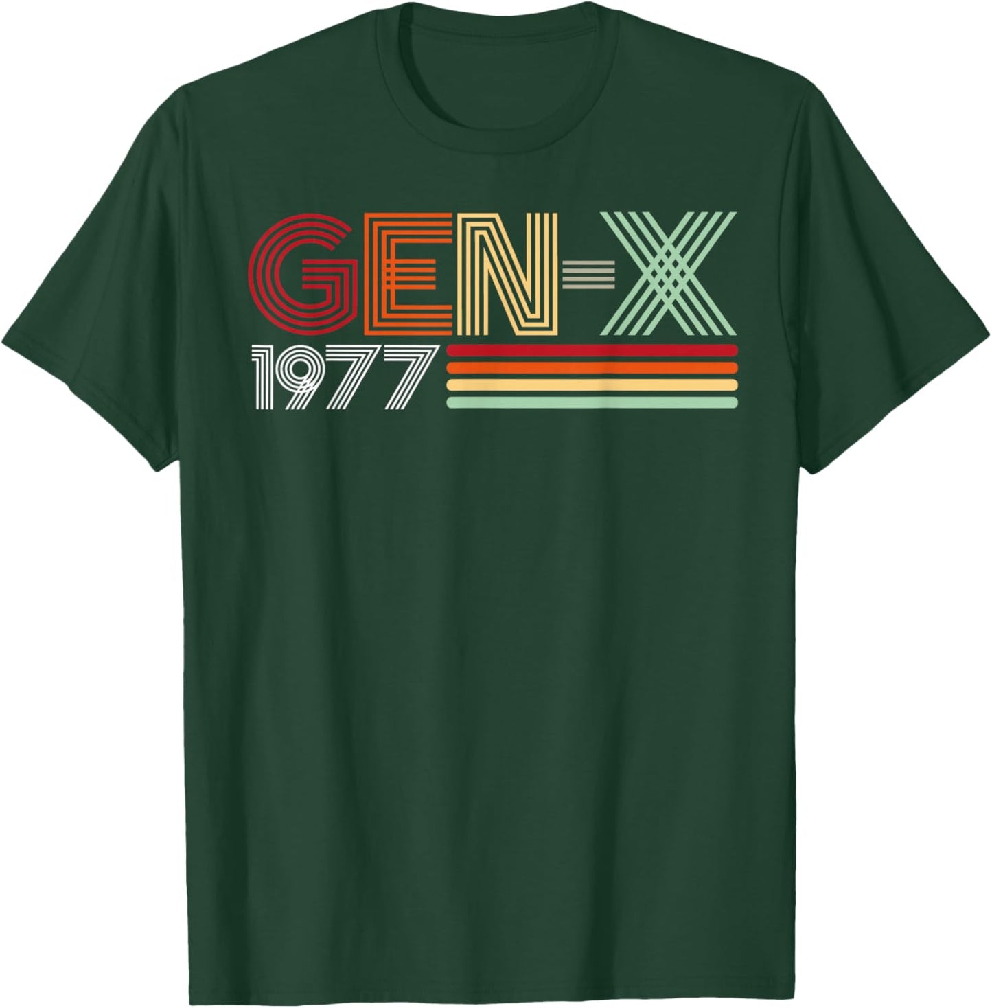 Gen X 1977 Retro Generation Xer Vintage Text Style T-Shirt - T-Shirt | Forest