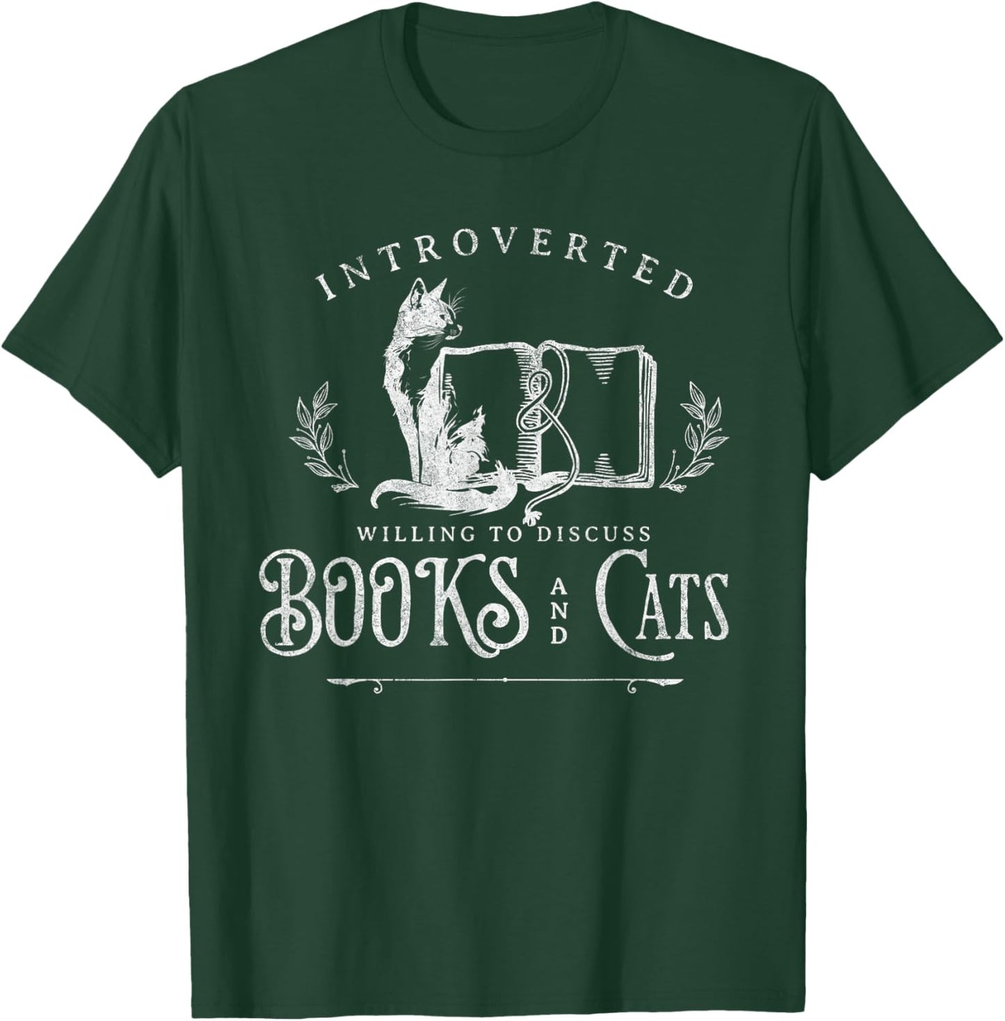 Introverted Willing to discuss Cats and Books T-Shirt - T-Shirt | Forest