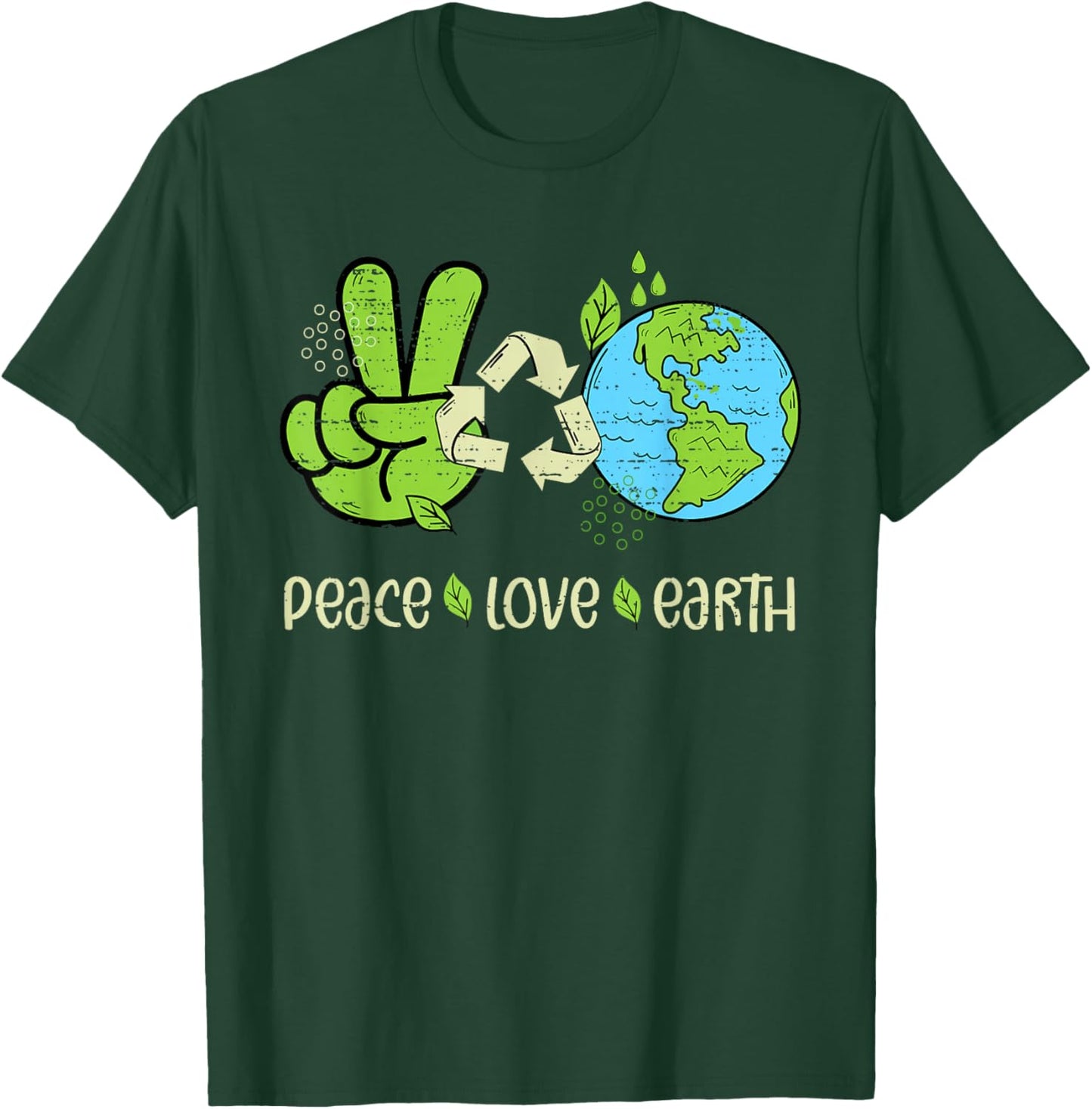 Earth Day April 22 Peace Love Earth Recycle Teacher Boy Girl T-Shirt - T-Shirt | Forest