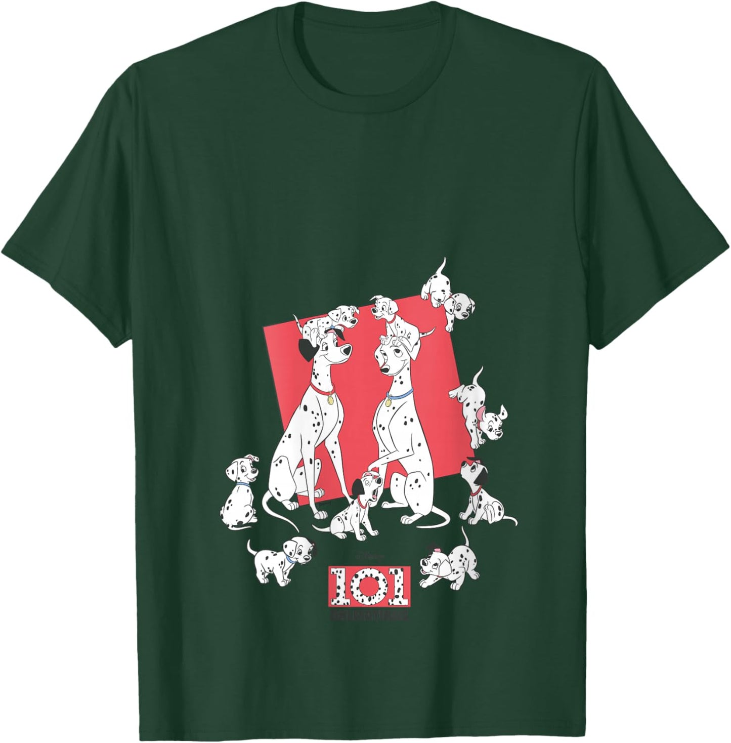 Women's Disney 101 Dalmatians Pongo Perdita Puppies Family V-Neck T-Shirt - T-Shirt | Forest