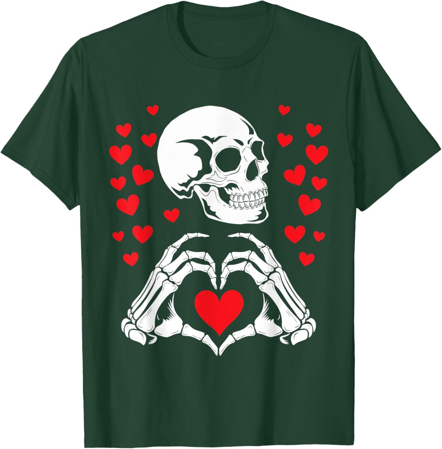 Skeleton Skull Hands Heart Valentines Day Funny Bones Love T-Shirt - T-Shirt | Forest