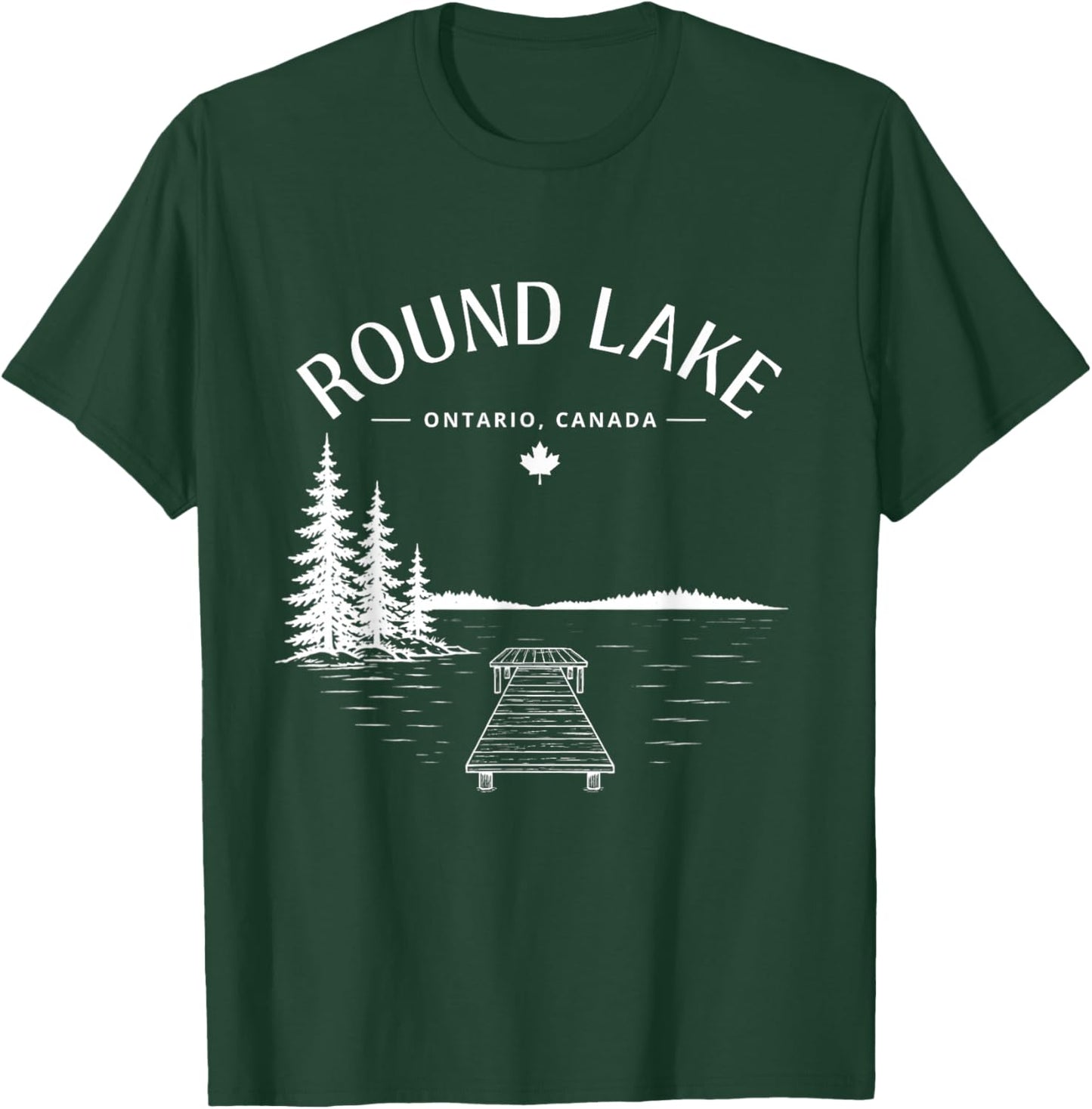 Round Lake Dock Life Pine Trees Mountain T-Shirt - T-Shirt | Forest