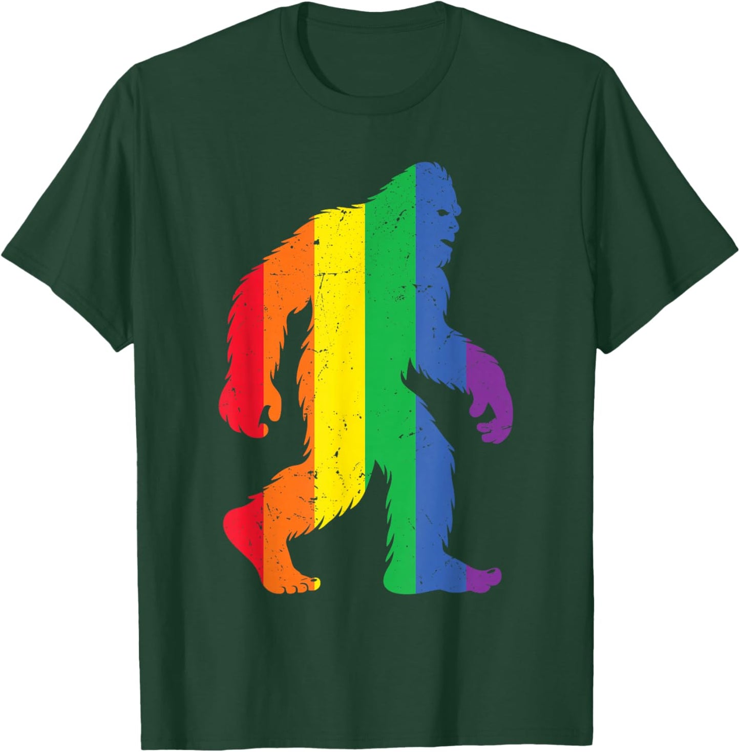 LGBTQ Flag Bigfoot Funny Gay Pride Month Sasquatch Rainbow T-Shirt - T-Shirt | Forest