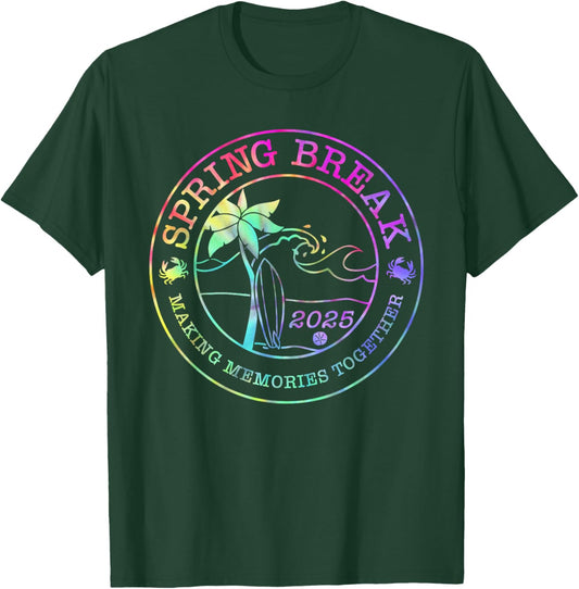 Spring Break Squad Crew Vintage 2025 Beach Palm Family Trip T-Shirt - T-Shirt | Forest