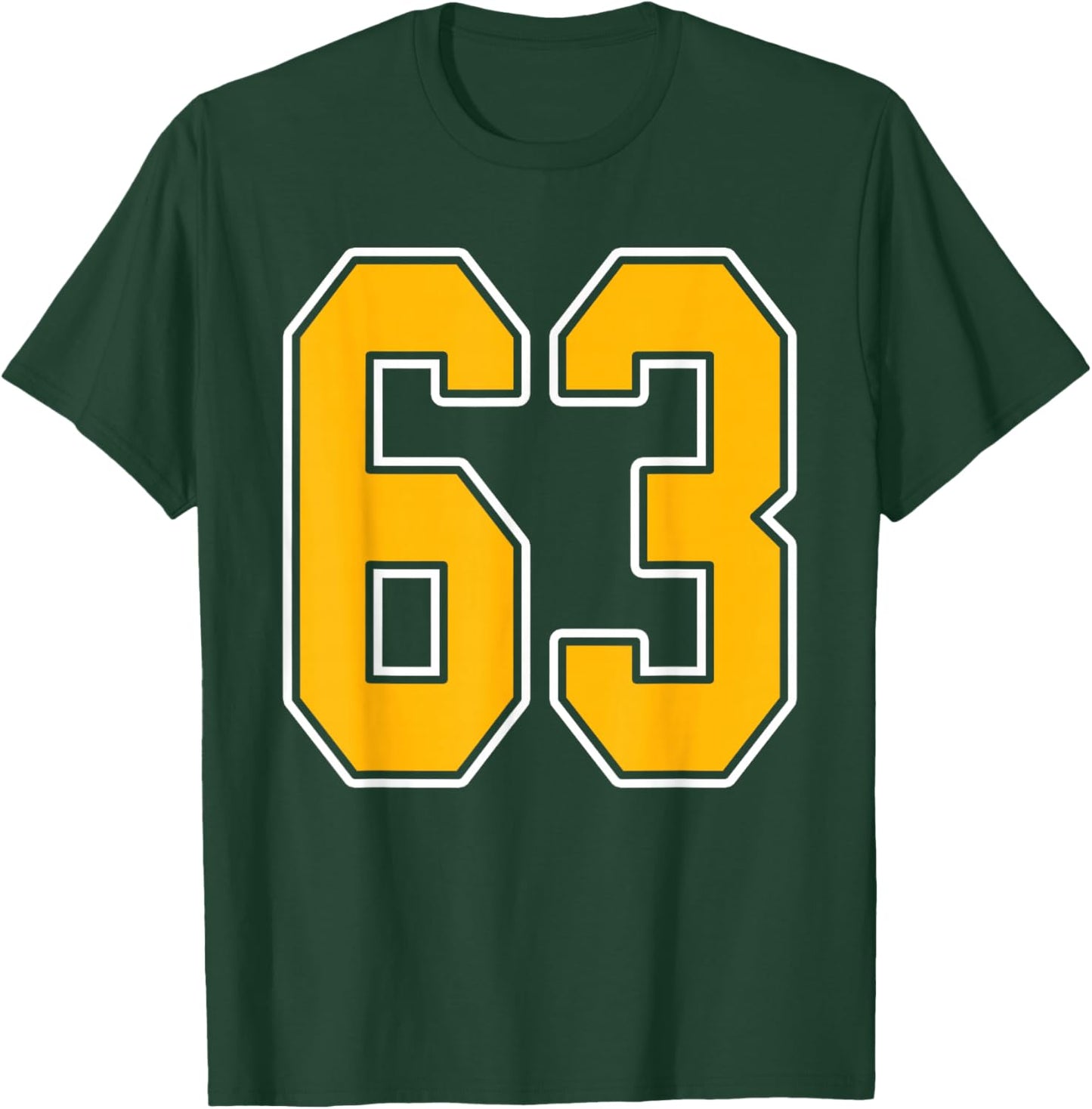 Gold and White Sports Number 63 Jersey Uniform Player T-Shirt - T-Shirt | Forest