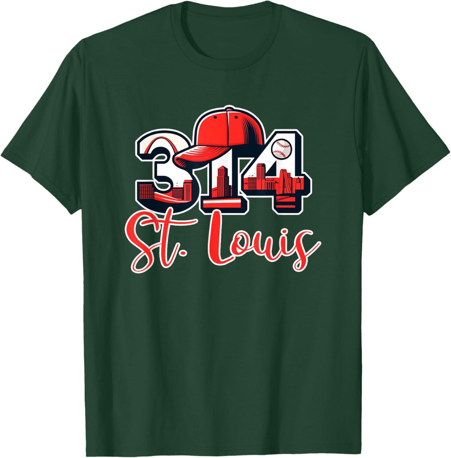 314 St. Louis Skyline With STL Arch T-Shirt - T-Shirt | Forest