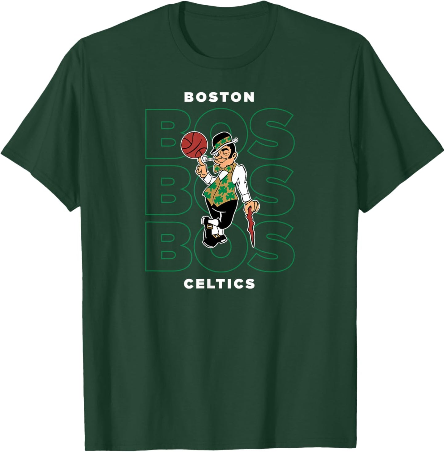 NBA - Aufgestapeltes Stadt-Logo der Boston Celtics T-Shirt - T-Shirt | Forest