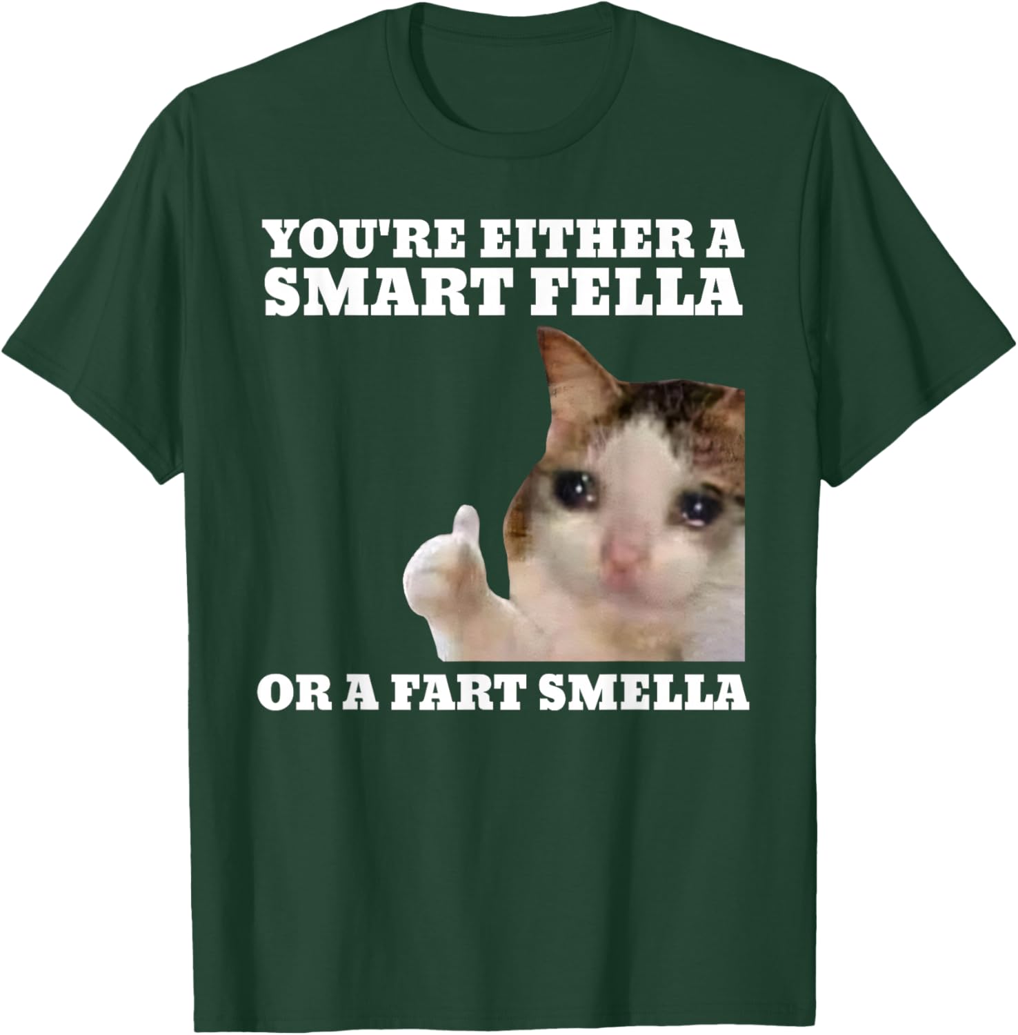 Funny Cat You're Either A Smart Fella Or A Fart Smella T-Shirt - T-Shirt | Forest