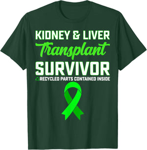 Kidney & Liver Transplant Recipient - Green Ribbon Gifts T-Shirt - T-Shirt | Forest