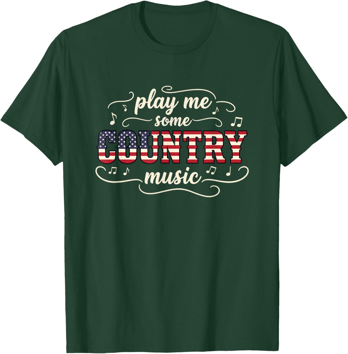 Play Me Some Country Music American Flag Western T-Shirt - T-Shirt | Forest
