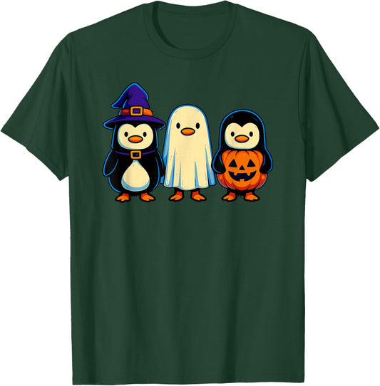Penguin Witch Ghost Pumpkin Men Women Kids Funny Halloween T-Shirt - T-Shirt | Forest