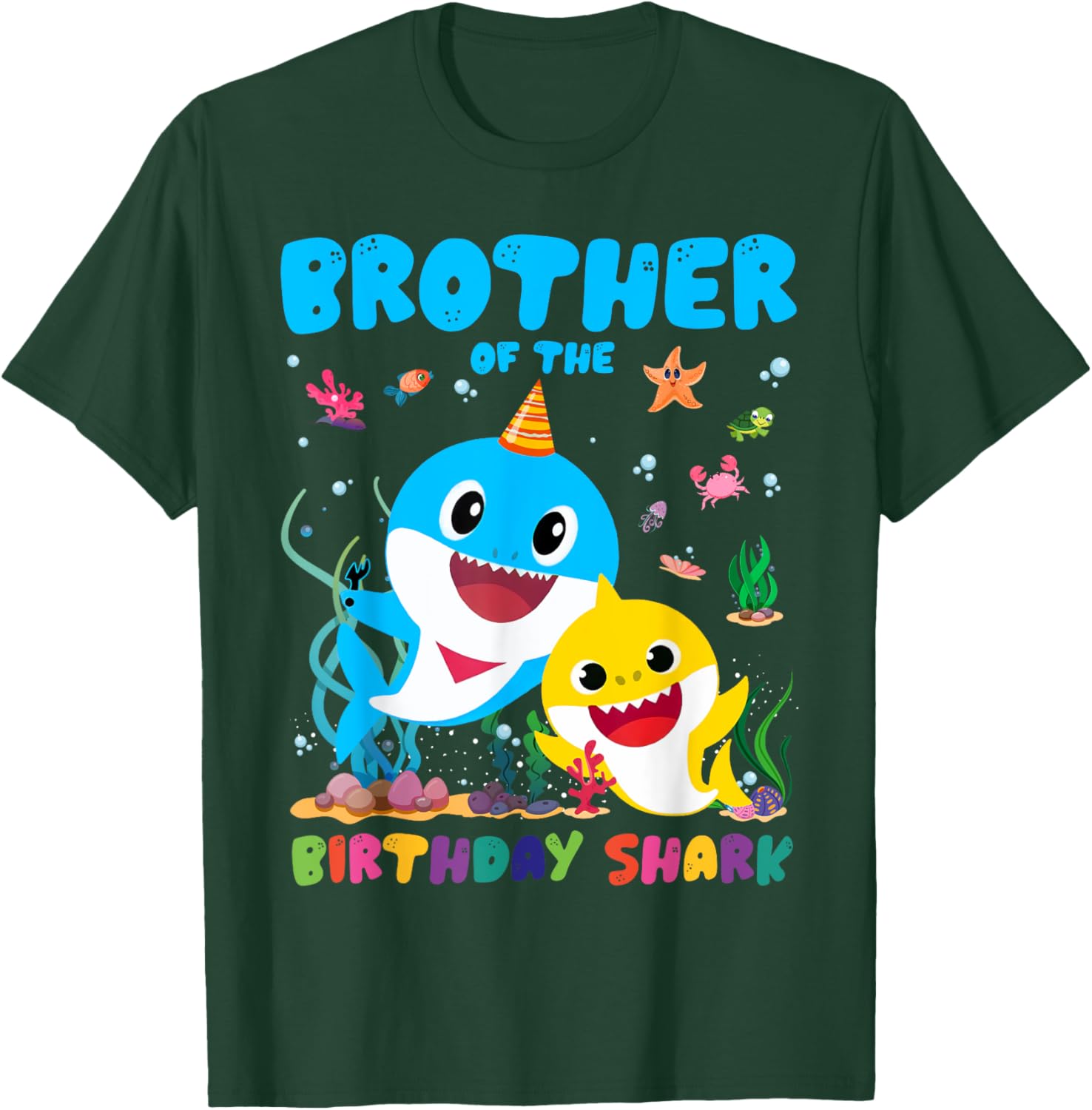 Funny Brother Of The Birthday Family Shark Birthday Boy Girl T-Shirt - T-Shirt | Forest