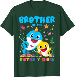 Funny Brother Of The Birthday Family Shark Birthday Boy Girl T-Shirt - T-Shirt | Forest