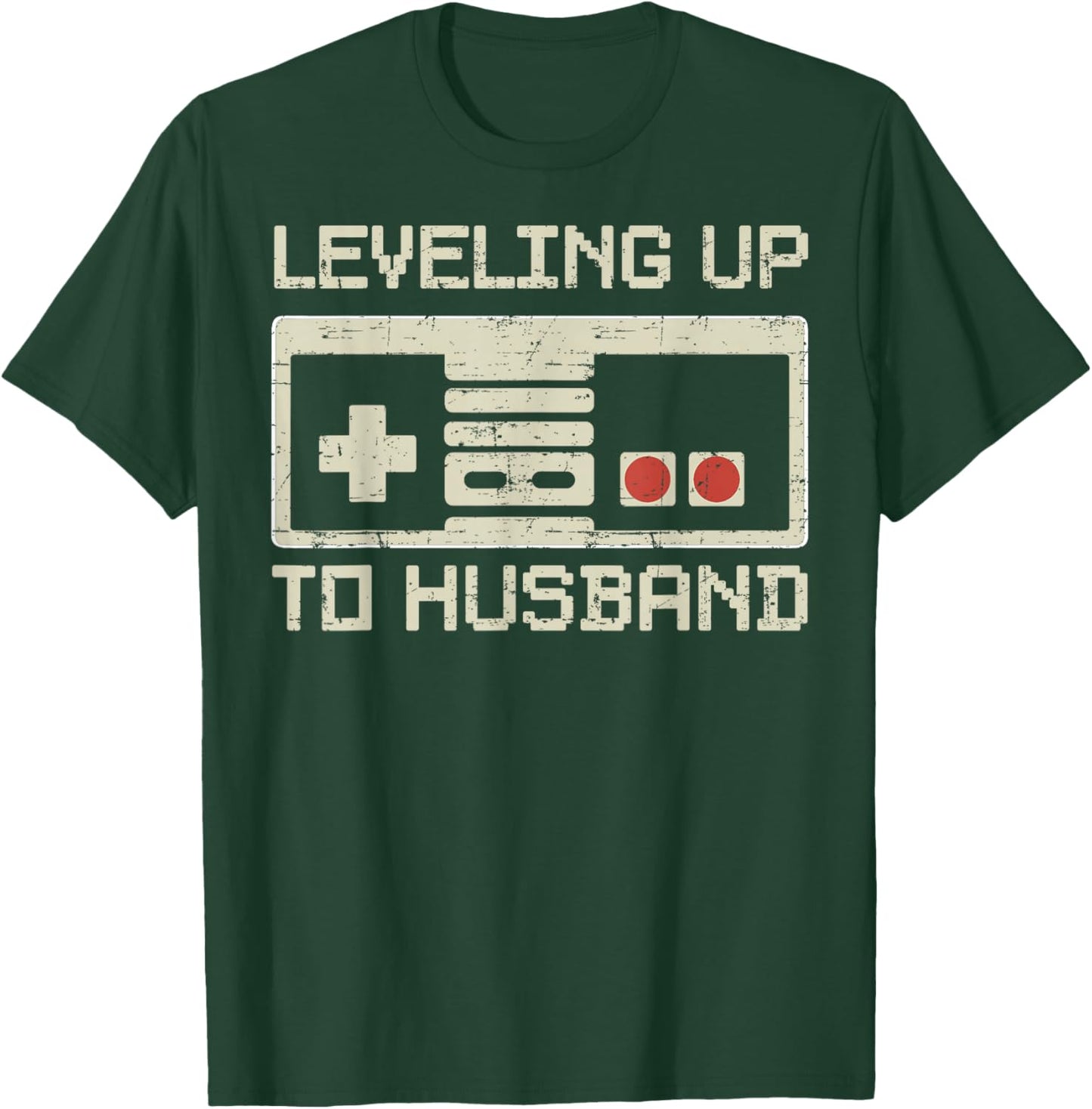 Leveling Up To Husband Gamer Retro Bachelor Party Groom T-Shirt - T-Shirt | Forest