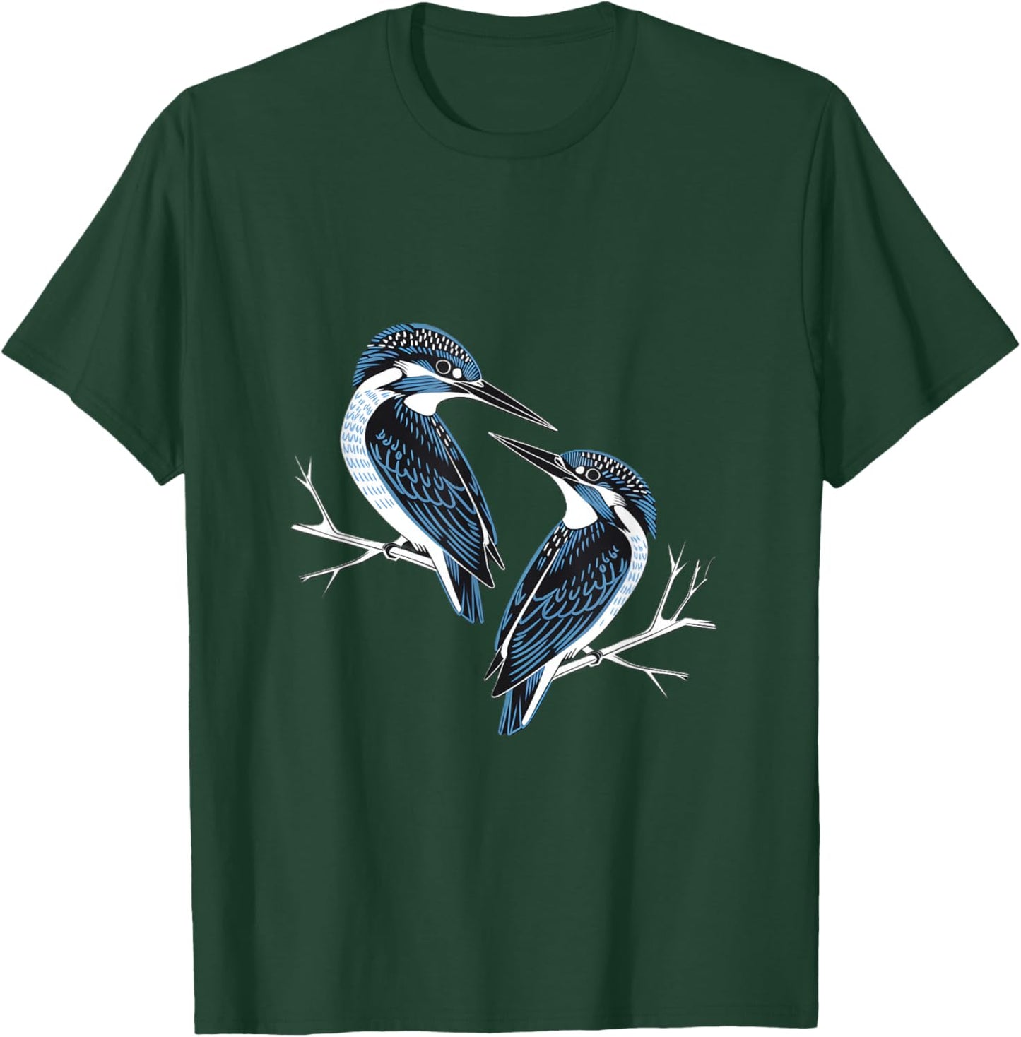 Beautiful Kingfisher Birds on Branch T-Shirt - T-Shirt | Forest