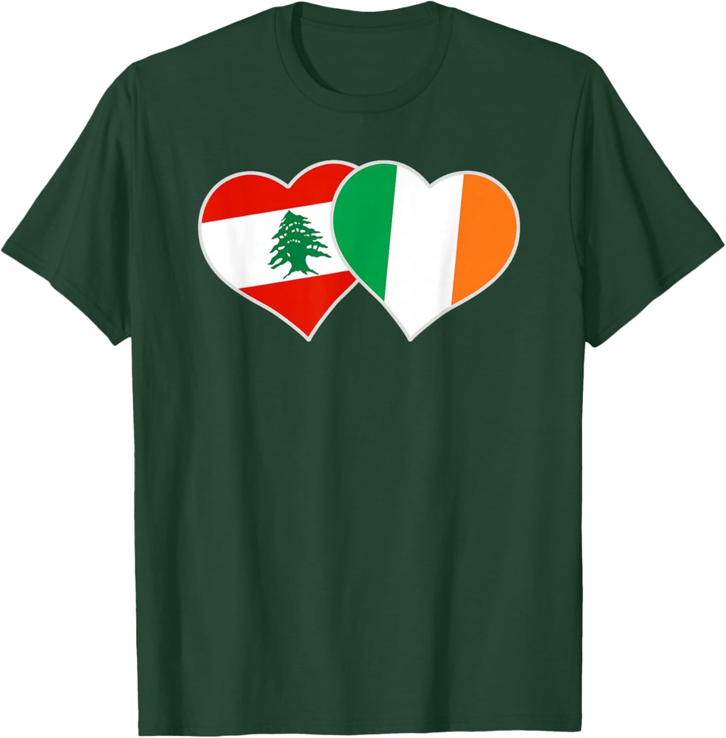 Lebanese Irish Flag Heart Lebanon Ireland Mix Heritage T-Shirt - T-Shirt | Forest