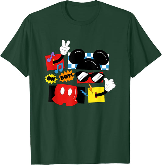 Disney Mickey And Friends Oh Boy Retro Mickey Shapes T-Shirt - T-Shirt | Forest