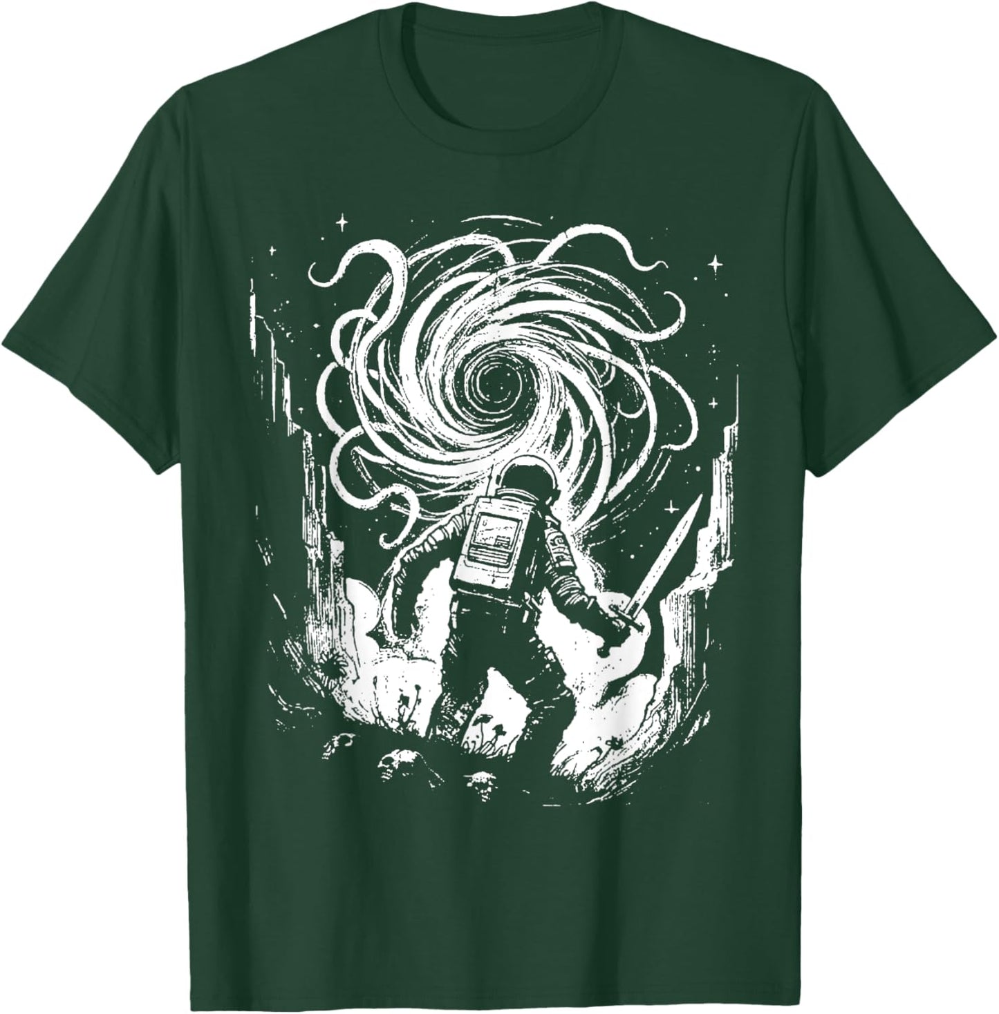 Void Vintage Astronaut Defender - Fighting Monster In Space T-Shirt - T-Shirt | Forest