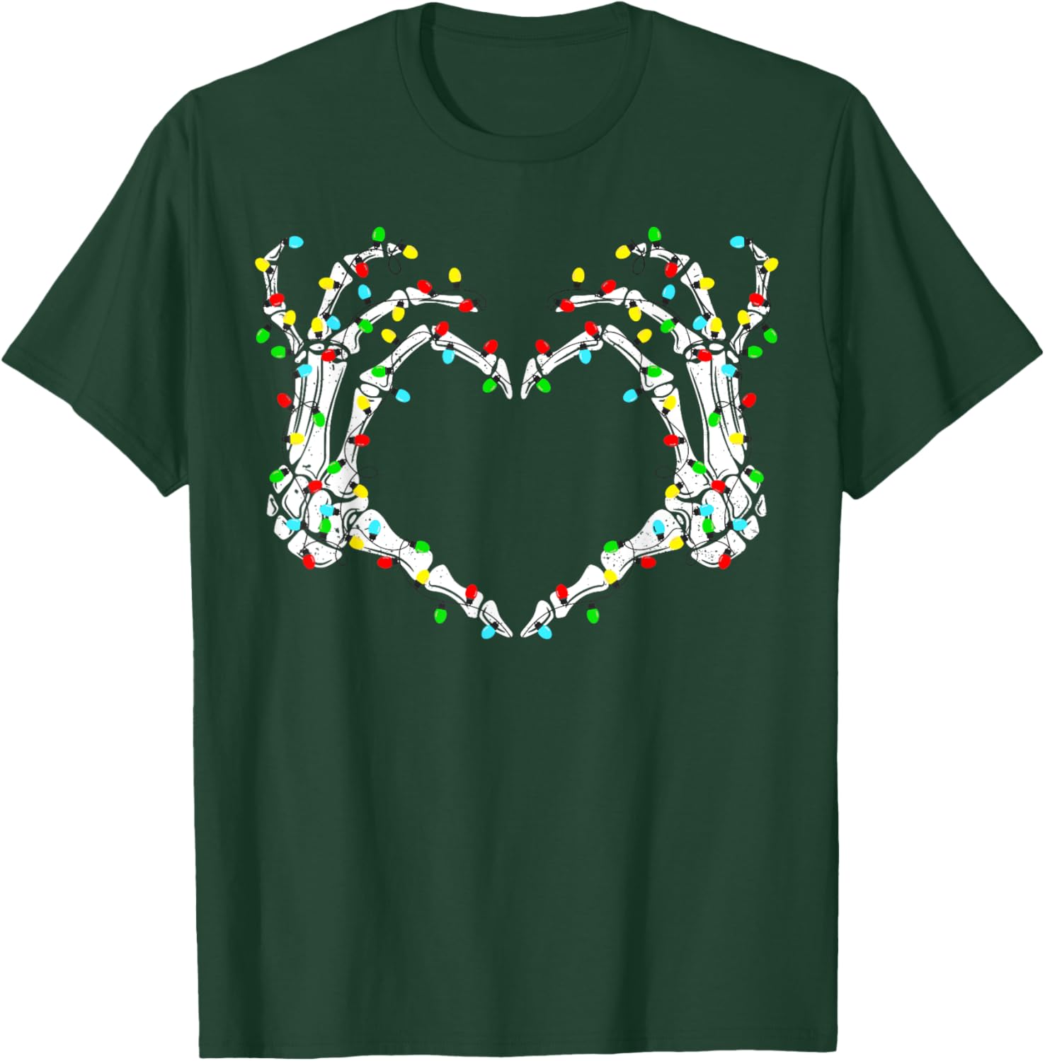 Skeleton Hands Heart Sign Light Christmas Costume Women Girl T-Shirt - T-Shirt | Forest