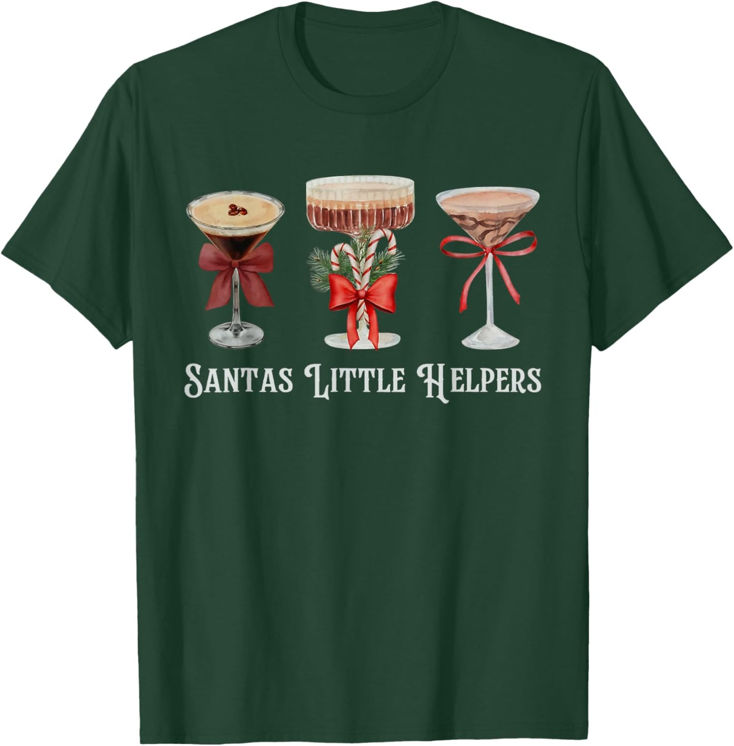 Santa's Little Helper Martini Cocktail Christmas T-Shirt - T-Shirt | Forest