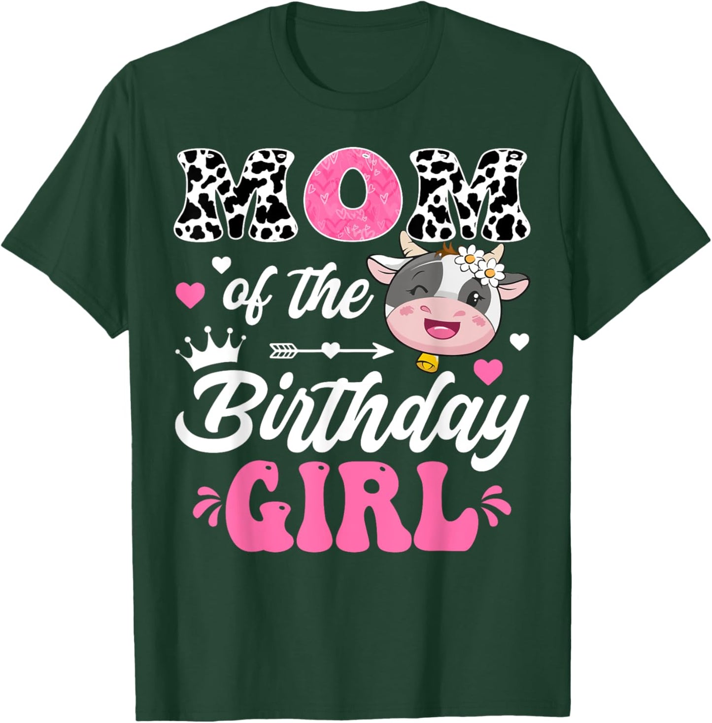 Mom Of The Birthday Girl Cute Cow Farm 1St Birthday T-Shirt - T-Shirt | Forest