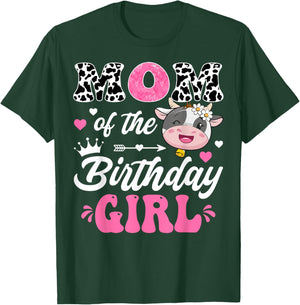 Mom Of The Birthday Girl Cute Cow Farm 1St Birthday T-Shirt - T-Shirt | Forest