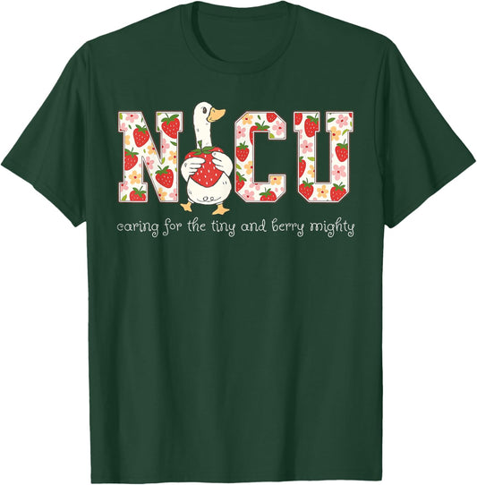 NICU Nurse Goose Strawberry Neonatal Intensive Care Unit RN T-Shirt - T-Shirt | Forest