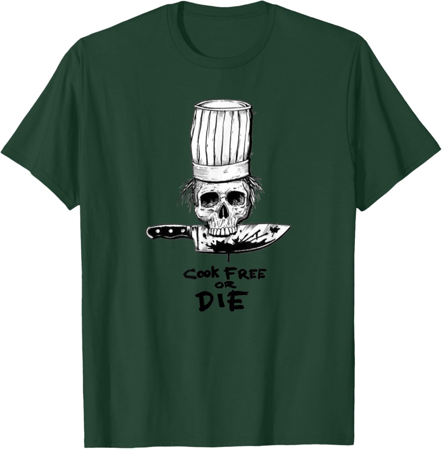 Bourdain Cook Free Or Die Funny Skull Chef Food T-Shirt - T-Shirt | Forest