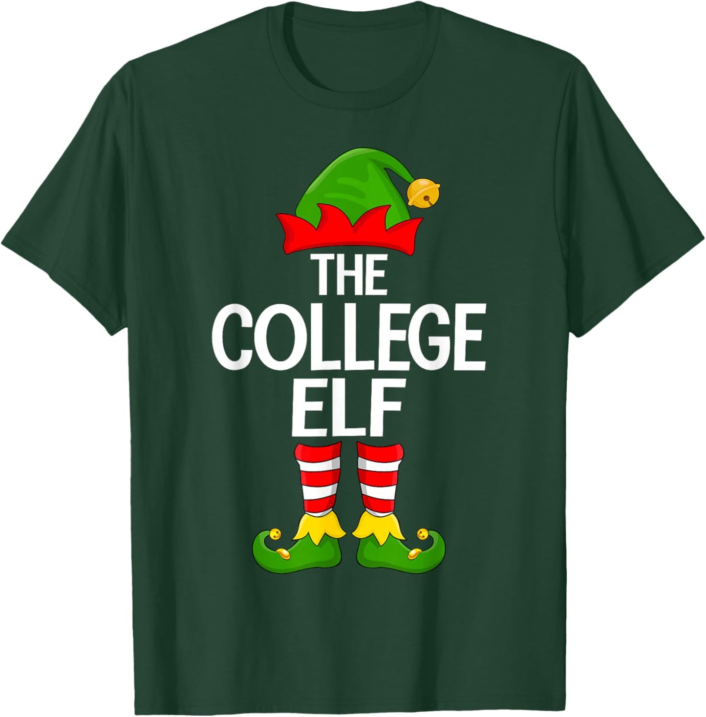 College Elf Xmas Matching Family Elf Squad Christmas T-Shirt - T-Shirt | Forest