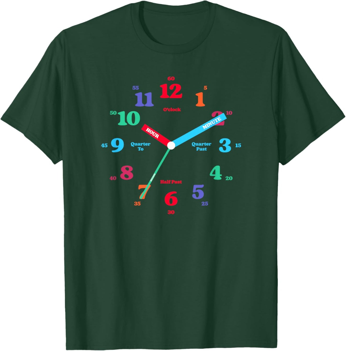 Time Teaching Clock Kids Young Child T-Shirt - T-Shirt | Forest