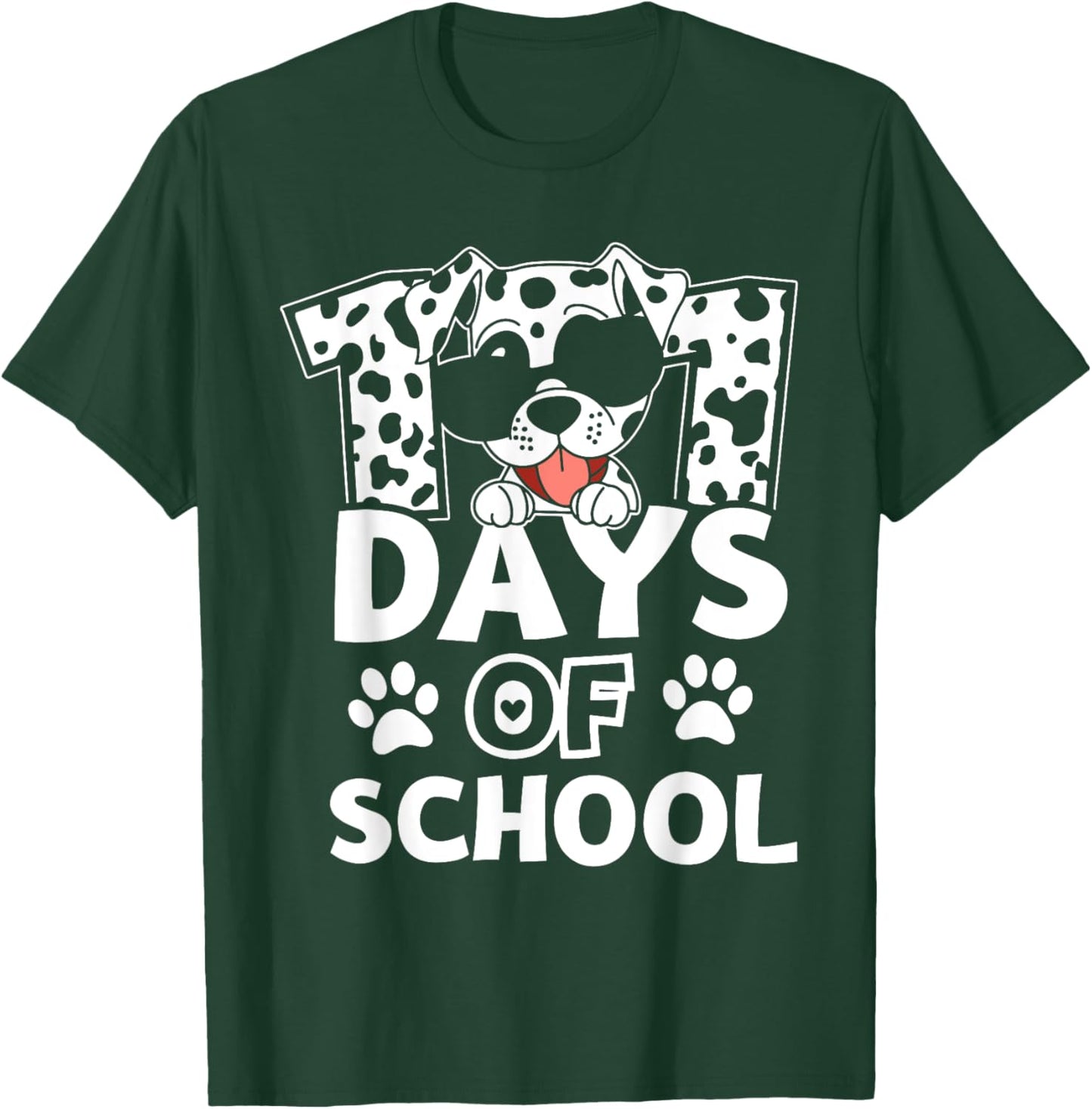Happy 101 Days School Cute Dog 100 Days Smarter Student Kids T-Shirt - T-Shirt | Forest