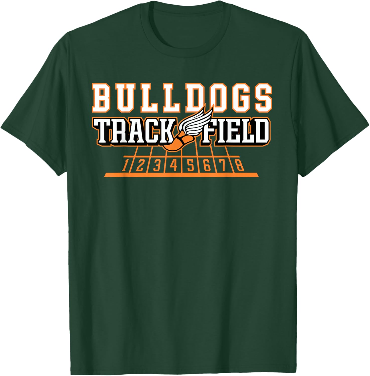 Bulldogs Orange Track and Field Cross Country School Bulldog T-Shirt - T-Shirt | Forest