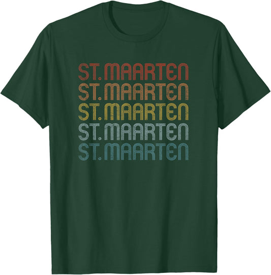 St Maarten Colorful Throwback Letter Souvenir T-Shirt - T-Shirt | Forest
