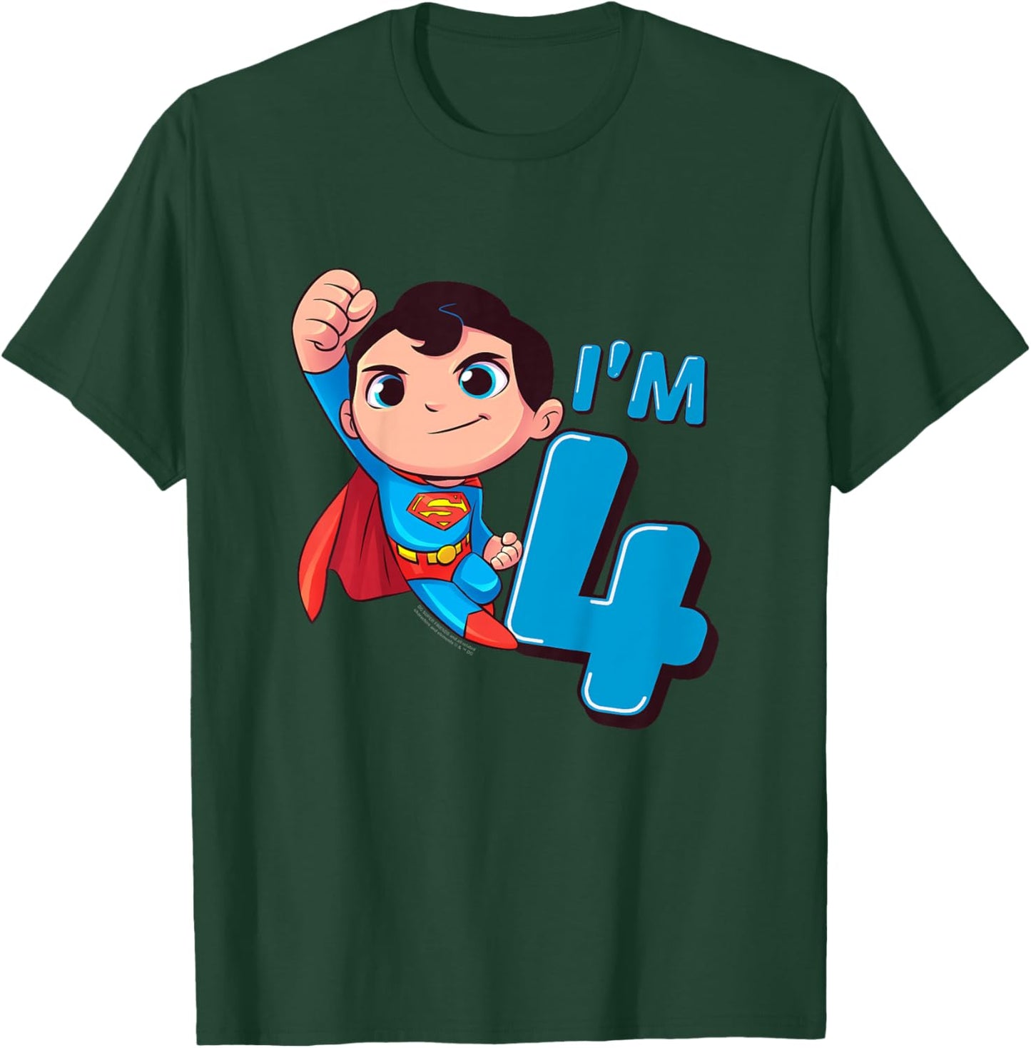 Kids Superman 4th Birthday Cute I'm 4 T-Shirt - T-Shirt | Forest