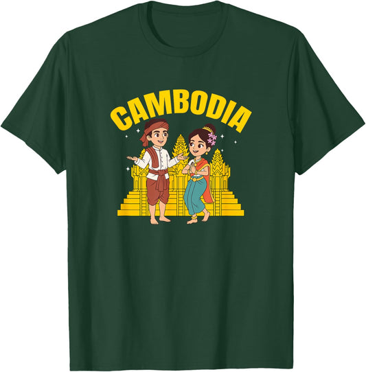 Cambodia Boy Cambodian Apsara Khmer Girl T-Shirt - T-Shirt | Forest