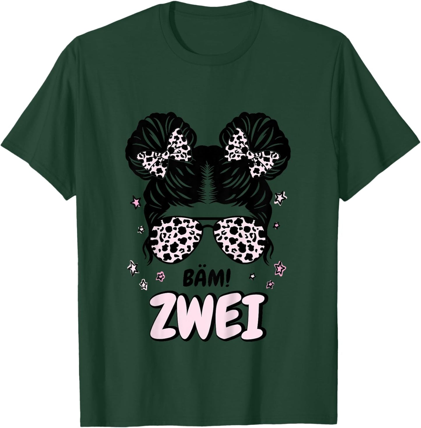 Kinder 2. Geburtstag Mädchen Messy Bun Bäm! Zwei T-Shirt - T-Shirt | Forest