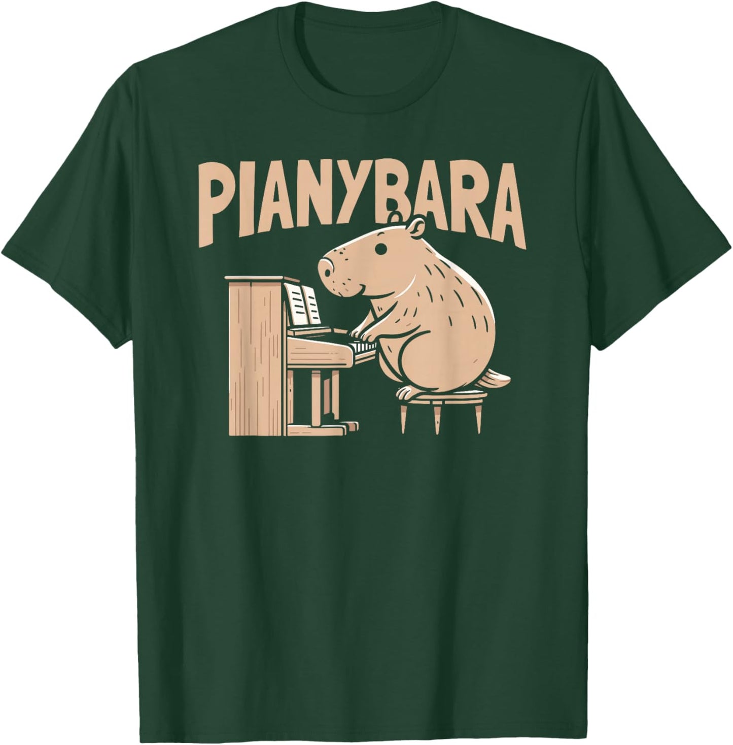 Capybara Piano Pianist Musician - Music Pianybara T-Shirt - T-Shirt | Forest